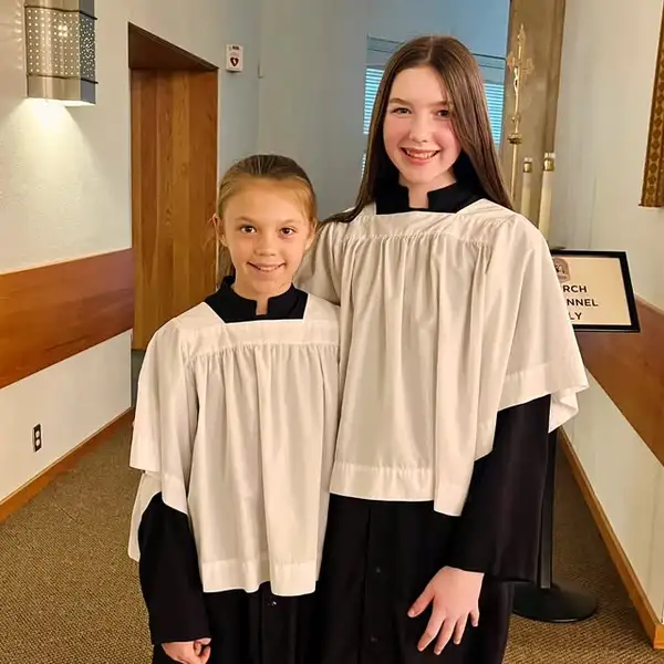 Blair and Brooke in altar server robes